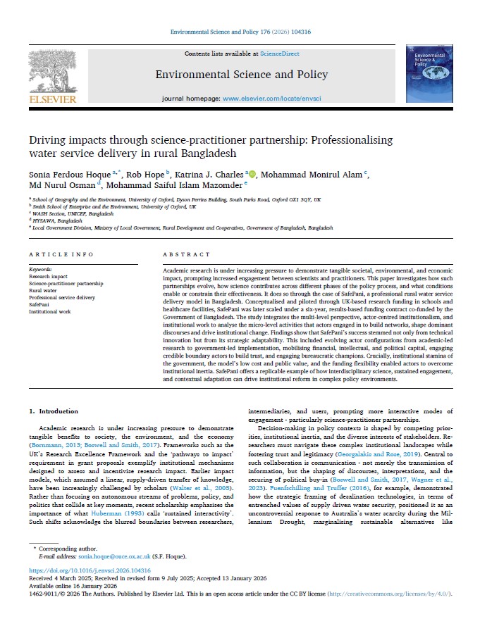 Article cover - Hoque - Driving impacts through science practitioner partnership