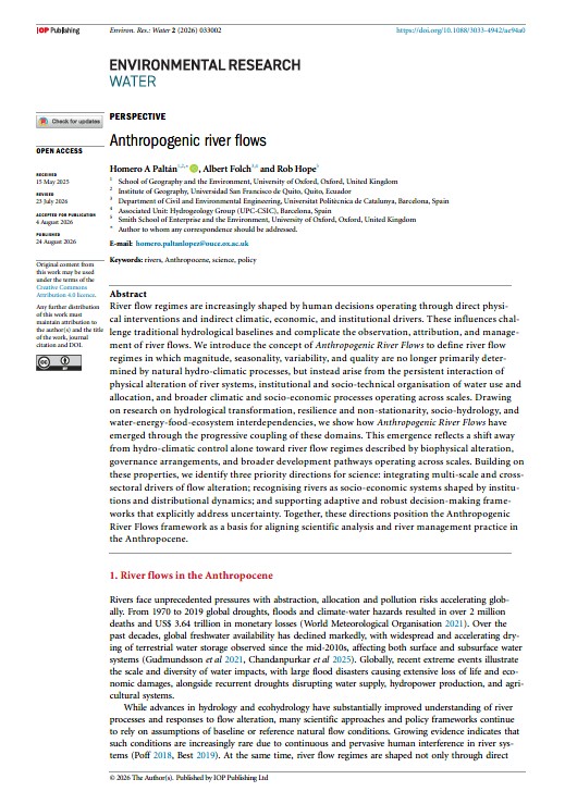 Anthropogenic water flows cover