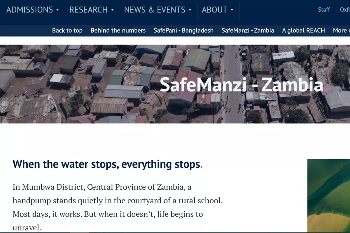 SafeManzi article header on University of Oxford website